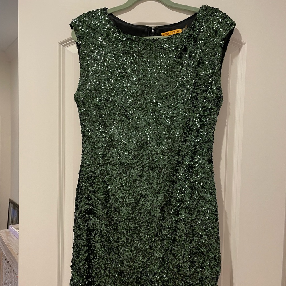 Alice + Olivia Emerald Green sequin dress